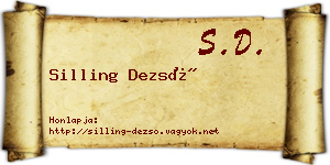 Silling Dezső névjegykártya